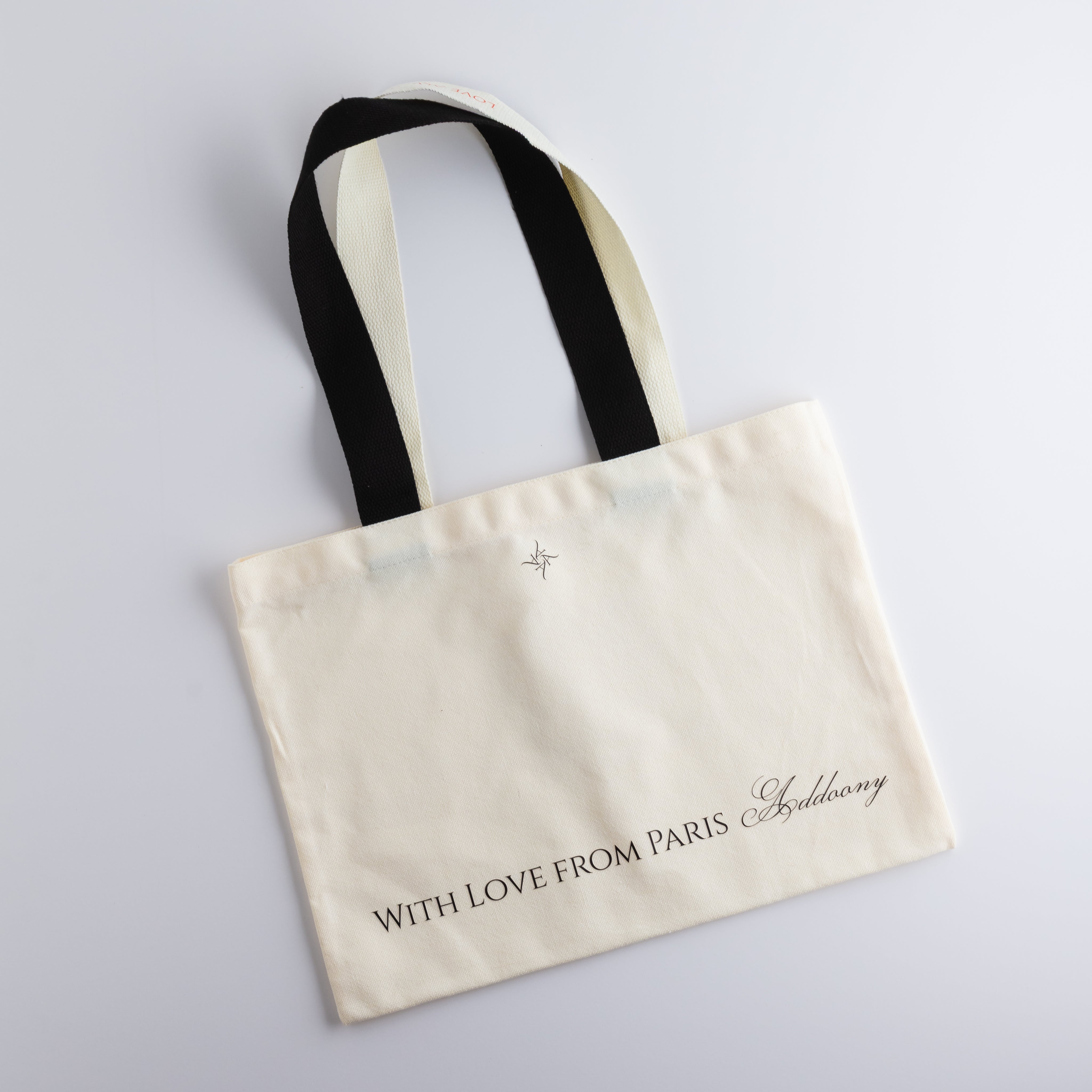 "Addoony In Paris" Heart Tote Bag Duo Color Handle أدوني في باريس - حقيبة قماش